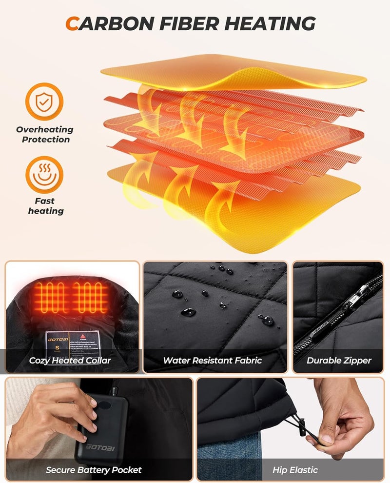 GOTOBI Store Women's Heated Vest with 16000mAh 7.4V Battery,9 Heating Zones, 4-in-1 Intelligent Switch with Light-Off - Image 2
